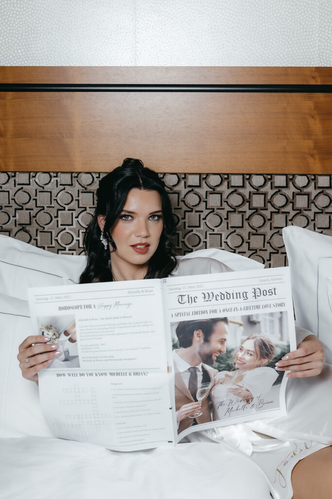 Individuelle Hochzeitszeitung die ihr als Save the Date, Einladung oder Tagespapeterie nutzen könnt