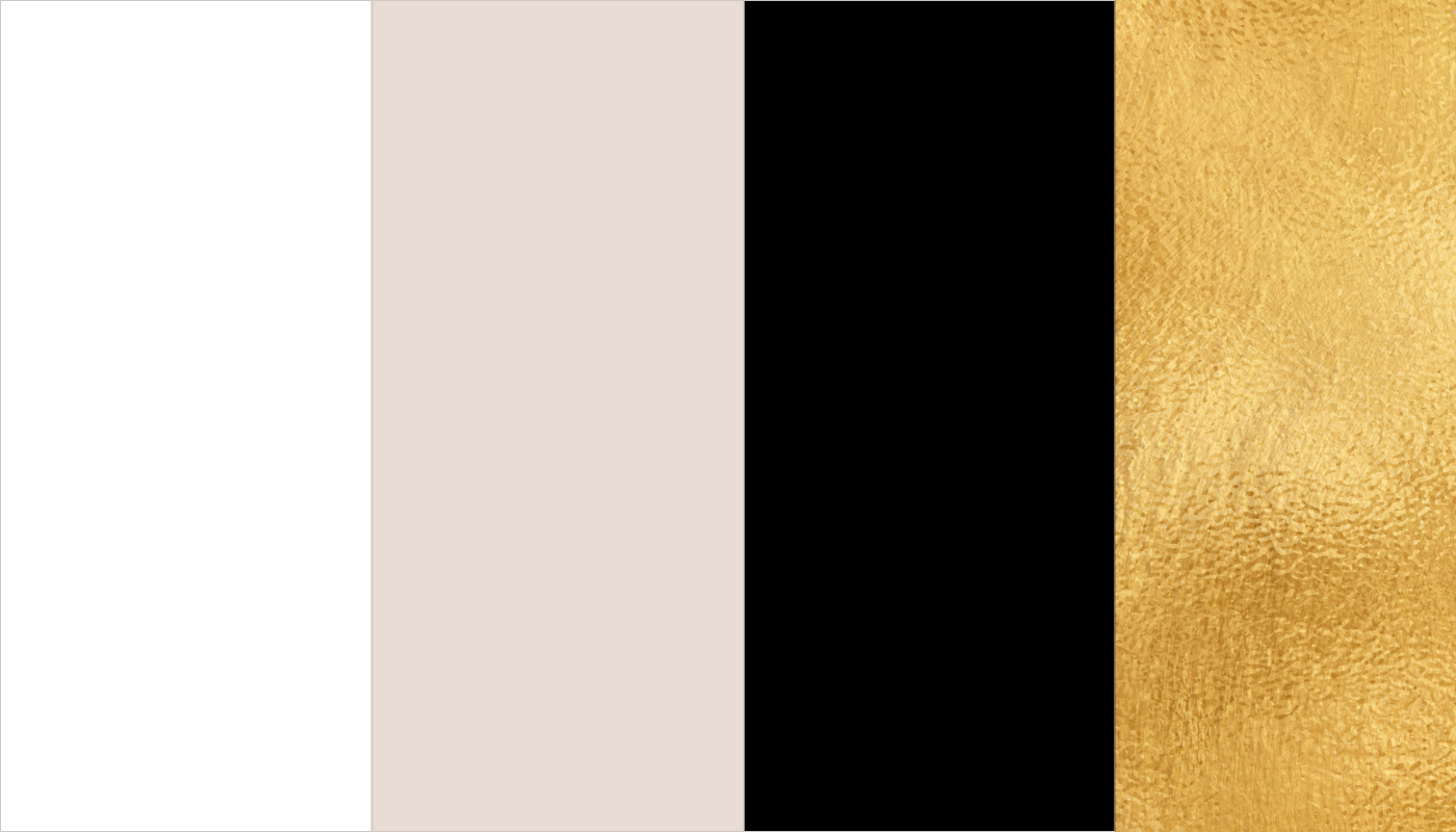 Farbpalette zum Thema Old Money in Beige, Schwarz und Gold